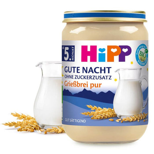6 Pack: HiPP Good Night Semolina Porridge, pure (6x190g)