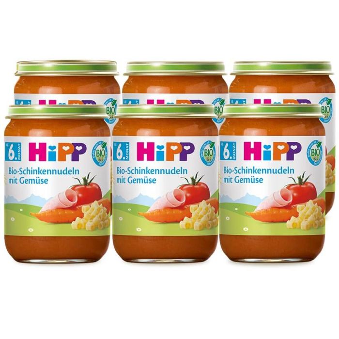 6 Pack: HiPP Pasta With Ham & Vegetables, Bio (6x190g)